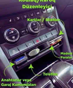 Skoda Kodiaq ve Karoq Uyumlu Orta Konsol Organizer & Telefon Tutucu